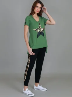3rd Story Rosemary Splice Star Leopard Print T Shirt< Short Sleeves
