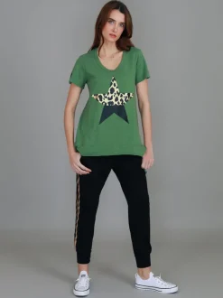 3rd Story Rosemary Splice Star Leopard Print T Shirt< Short Sleeves