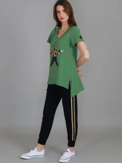 3rd Story Rosemary Splice Star Leopard Print T Shirt< Short Sleeves