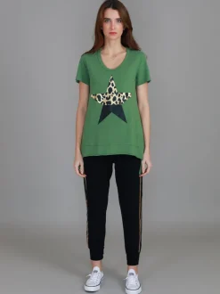 3rd Story Rosemary Splice Star Leopard Print T Shirt< Short Sleeves
