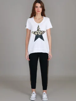3rd Story Rosemary Splice Star Leopard Print T Shirt< Short Sleeves