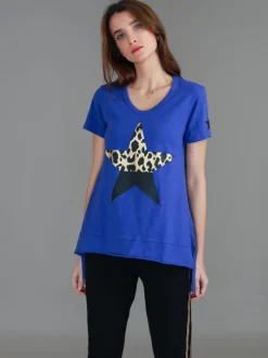 3rd Story Rosemary Splice Star Leopard Print T Shirt< Short Sleeves
