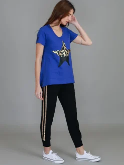3rd Story Rosemary Splice Star Leopard Print T Shirt< Short Sleeves