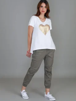 3rd Story Rue Gold Heart Short Sleeve T Shirt< Short Sleeves