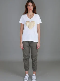 3rd Story Rue Gold Heart Short Sleeve T Shirt< Short Sleeves