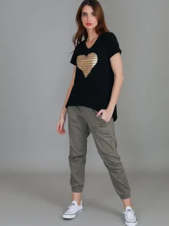 3rd Story Rue Gold Heart Short Sleeve T Shirt< Short Sleeves
