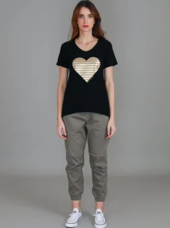 3rd Story Rue Gold Heart Short Sleeve T Shirt< Short Sleeves