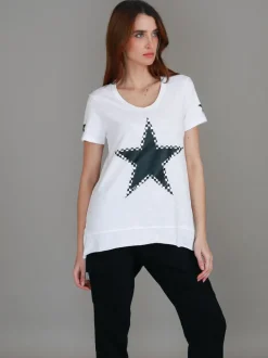 3rd Story Sandy Check Black Star T Shirt< Short Sleeves