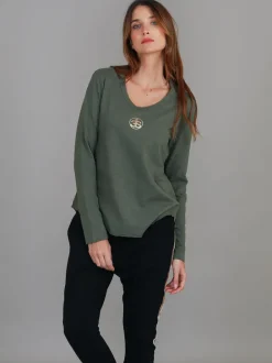3rd Story Shellie 3S Gold Logo Long Sleeve T Shirt< Long Sleeves