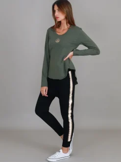 3rd Story Shellie 3S Gold Logo Long Sleeve T Shirt< Long Sleeves