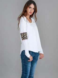 3rd Story Shirley Leopard Band Long Sleeve T Shirt< Long Sleeves