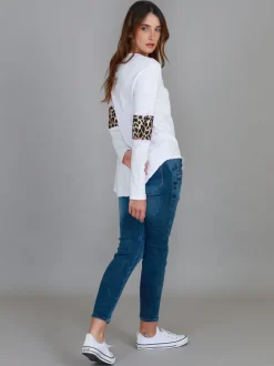 3rd Story Shirley Leopard Band Long Sleeve T Shirt< Long Sleeves