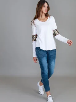 3rd Story Shirley Leopard Band Long Sleeve T Shirt< Long Sleeves