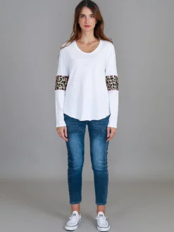 3rd Story Shirley Leopard Band Long Sleeve T Shirt< Long Sleeves