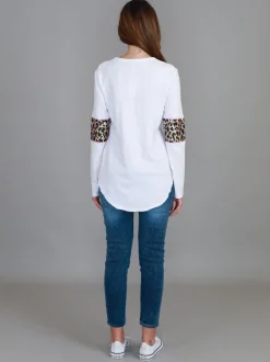 3rd Story Shirley Leopard Band Long Sleeve T Shirt< Long Sleeves
