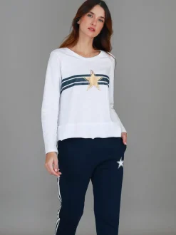 3rd Story Sonya Gold Star Stripe T Shirt< Long Sleeves