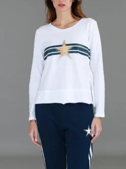 3rd Story Sonya Gold Star Stripe T Shirt< Long Sleeves