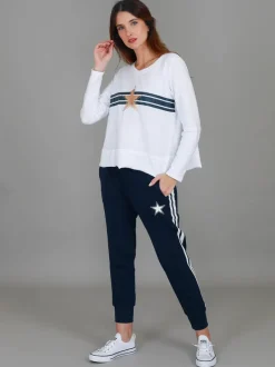 3rd Story Sonya Gold Star Stripe T Shirt< Long Sleeves