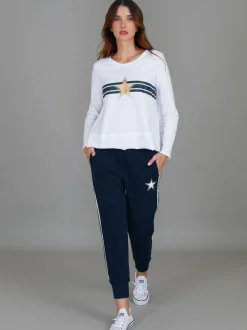 3rd Story Sonya Gold Star Stripe T Shirt< Long Sleeves
