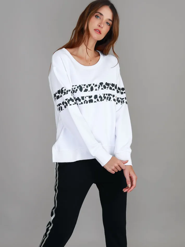 3rd Story Theresa Leopard Stripe Print Sweatshirt< Sweatshirts|Sweatshirts