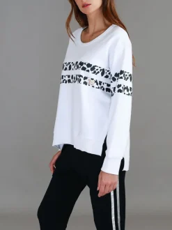 3rd Story Theresa Leopard Stripe Print Sweatshirt< Sweatshirts|Sweatshirts