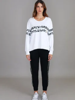 3rd Story Theresa Leopard Stripe Print Sweatshirt< Sweatshirts|Sweatshirts