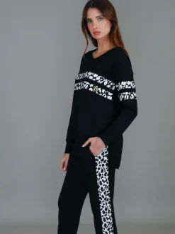 3rd Story Theresa Leopard Stripe Print Sweatshirt< Sweatshirts|Sweatshirts