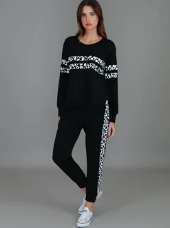 3rd Story Theresa Leopard Stripe Print Sweatshirt< Sweatshirts|Sweatshirts