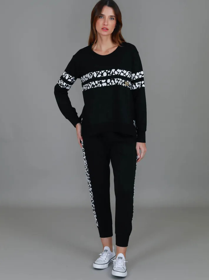 3rd Story Theresa Leopard Stripe Print Sweatshirt< Sweatshirts|Sweatshirts