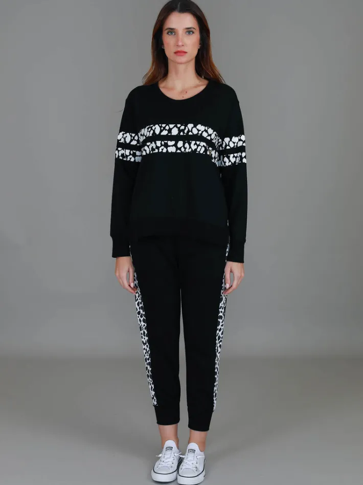 3rd Story Theresa Leopard Stripe Print Sweatshirt< Sweatshirts|Sweatshirts