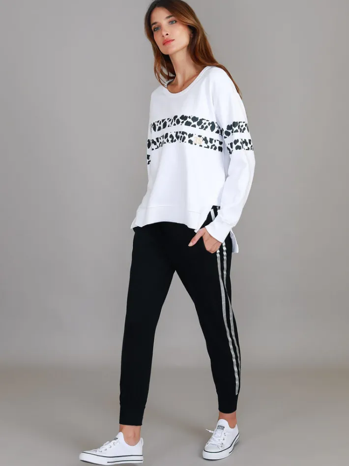 3rd Story Theresa Leopard Stripe Print Sweatshirt< Sweatshirts|Sweatshirts