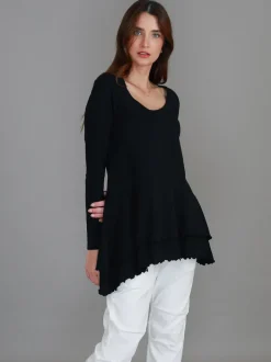 3rd Story Trinity Longline Ruffle Hem T Shirt< Long Sleeves