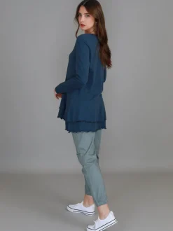 3rd Story Trinity Longline Ruffle Hem T Shirt< Long Sleeves