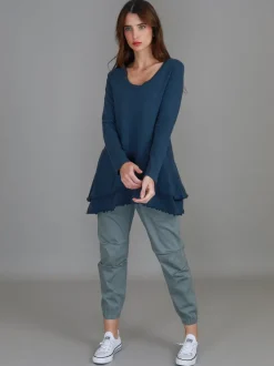 3rd Story Trinity Longline Ruffle Hem T Shirt< Long Sleeves
