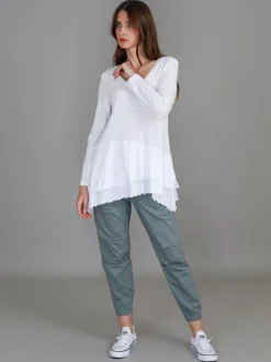 3rd Story Trinity Longline Ruffle Hem T Shirt< Long Sleeves