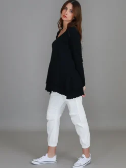 3rd Story Trinity Longline Ruffle Hem T Shirt< Long Sleeves