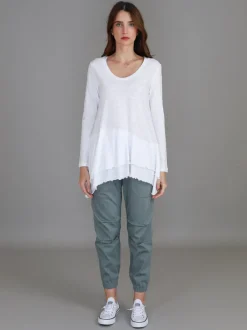 3rd Story Trinity Longline Ruffle Hem T Shirt< Long Sleeves