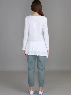 3rd Story Trinity Longline Ruffle Hem T Shirt< Long Sleeves