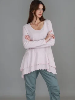 3rd Story Trinity Longline Ruffle Hem T Shirt< Long Sleeves