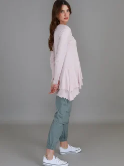 3rd Story Trinity Longline Ruffle Hem T Shirt< Long Sleeves