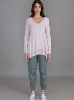 3rd Story Trinity Longline Ruffle Hem T Shirt< Long Sleeves
