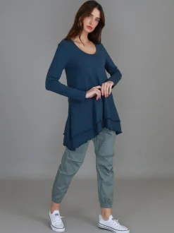3rd Story Trinity Longline Ruffle Hem T Shirt< Long Sleeves